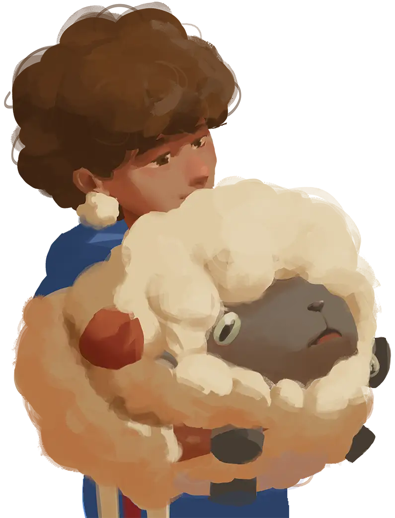 Amon holding a sheep